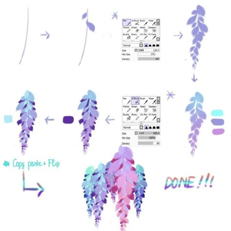 Digital Flower Tutorial, Gia Graham, Water Tutorial, How To Draw Water, Chinese Wisteria, Wisteria Design, Magic Runes, Digital Painting Techniques, How To Shade