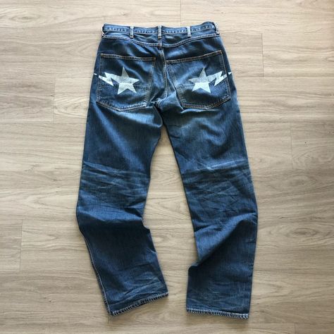 Extra Fried Rice — Bape Sta Jeans! Custom Bape Jeans, Bapesta Jeans, Bape Jeans Custom, Bape Jeans Star, Customizing Jeans, Bape Pants Jeans, Bape Star Logo Pants, Bape Pants, Bape Star Logo Jeans