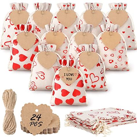 Valentine's Day Burlap Bags Party Favors Adults, Valentijnsdag Diy, Mother's Day Party, Kraft Paper Tags, Valentines Gift Bags, Burlap Gift Bags, Holiday Gift Bag, Burlap Bags, Birthday Gift Bags