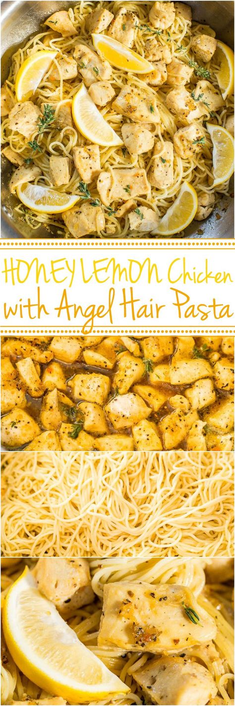 Chicken With Angel Hair Pasta, Chicken Videos, Lemon Chicken Pasta, Honey Lemon Chicken, Healthy Weeknight Dinners, Angel Hair Pasta, Angel Hair, Honey Lemon, Spaghetti Squash