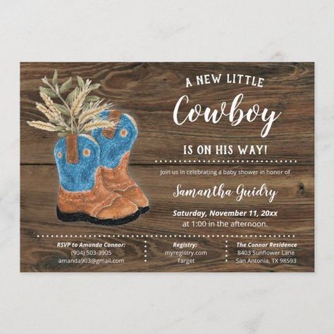 Bos Baby, Country Baby Shower, Rustic Baby Shower Invitations, Cowboy Baby Shower, Boy Shower Invitations, Cowboy Baby, Boho Baby Shower Invitations, Western Babies, Woodland Baby Shower Invitations