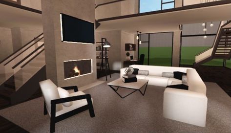 Bloxburg Modern Living Room, Modern House Rooms, Modern Farmhouse Layout, House Color Schemes Interior, Bloxburg Modern, Modern House Interior, House Decorating Ideas Apartments, Small House Layout, House Plans Mansion