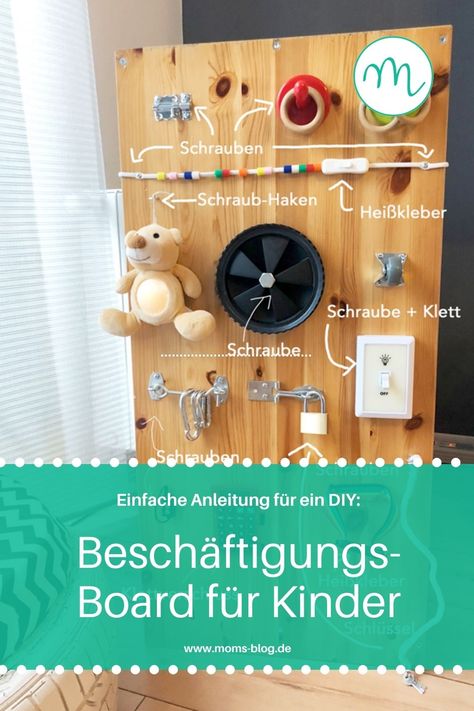 Ikea-Hack: DIY Activity Board für Kinder! Diy Activity Board, Activity Board Diy, Baby Activity Board, Diy Busy Board, Diy Sensory Board, Toddler Activity Board, Busy Board Baby, Busy Boards For Toddlers, Kids Memories