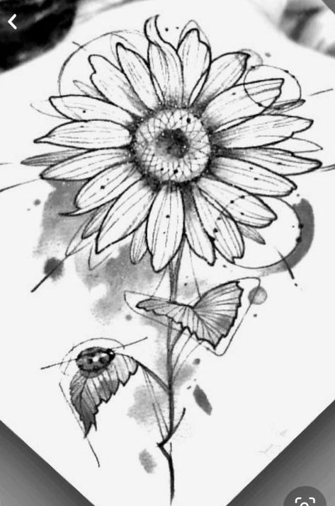 Abstract Sunflower Drawing, Dark Sunflower Tattoo, Ems Tattoos, Angel Wings Drawing, Sunflower Drawing, Mommy Tattoos, Wings Drawing, Silhouette Tattoos, Sunflower Tattoos