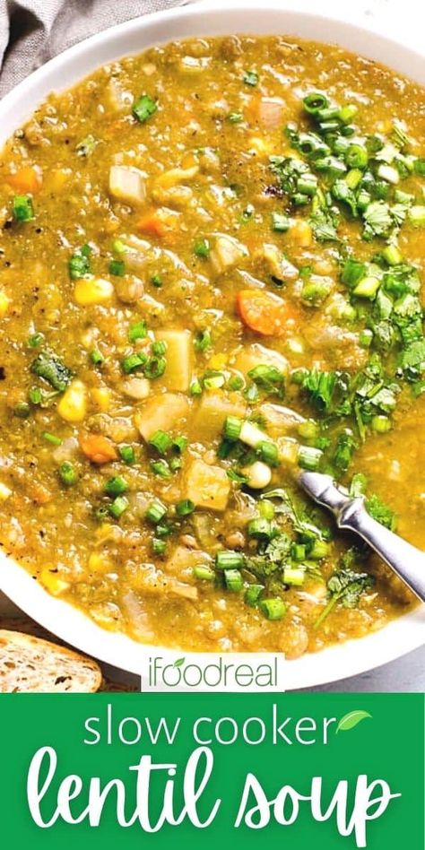 Slow Cooker Soup Recipes Easy Healthy, Curry Lentil Soup Crockpot, Lentil Bean Soup Crockpot, Vegetable Lentil Soup Crockpot, Lentil Crockpot Soup, Crockpot Lentil Soup Slow Cooker, Crock Pot Lentil Recipes, Hearty Soup Recipes Slow Cooker, Lentil Slow Cooker Recipes