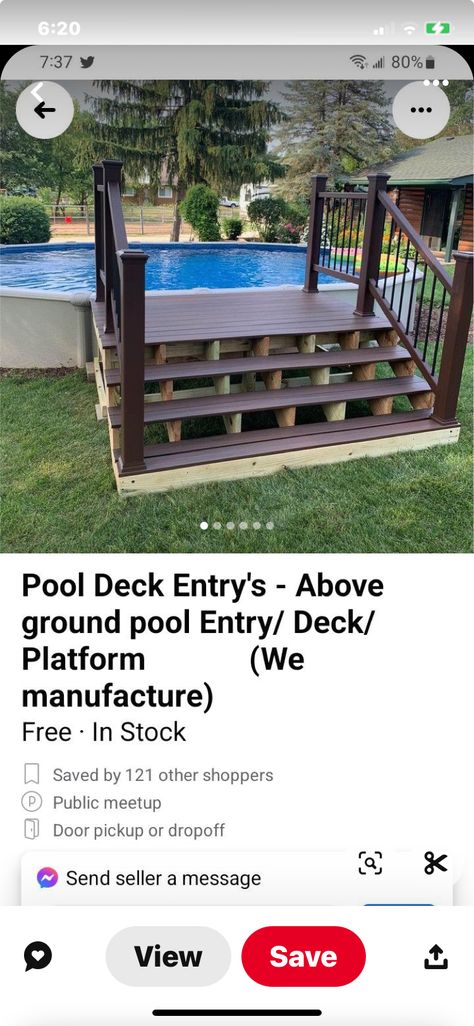 Above Ground Pool With Patio Ideas, Partial Deck Above Ground Pool, Pallet Deck Pool, Desk Around Above Ground Pool, Steps To Above Ground Pool, Soft Sided Pool Landscaping, Simple Pool Deck, Easy Pool Decks For Above Ground Pools, Above Ground Pool Must Haves