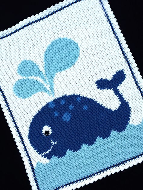 Crochet Patterns - WHALE Graph/Chart Afghan Pattern Afghan Crochet Patterns Easy, Baby Afghan Patterns, Crochet Whale, Crochet Knit Blanket, Afghans Crochet, Graph Crochet, Baby Afghan Crochet, Afghan Patterns, Baby Afghans