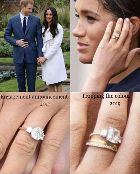 Meghan Markle Ring, Meghan Markle Engagement Ring, Estilo Meghan Markle, Royal Engagement Rings, Meghan Markle Wedding, Trooping The Colour, Prince Harry And Megan, Prinz Harry, Leaf Engagement Ring