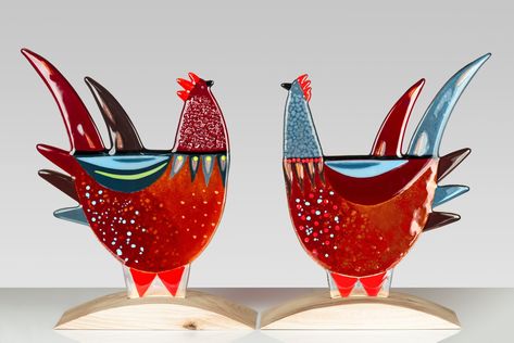 Robyn Coetzee Bird Decorations, Chicken Wire Art, Art Glass Ornaments, Housewarming Gift Ideas, Fused Glass Panel, Water Birds, Fused Glass Plates, Simple Projects, Glass Fusion Ideas