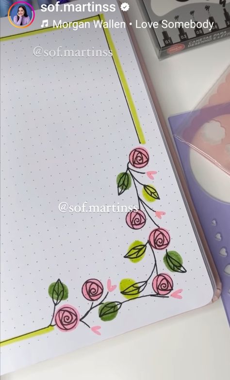 Floral Bullet Journal Theme, Bullet Journal Rose, February Bujo, Journal Lettering Ideas, Bullet Journal Lettering, Journal Lettering, Lettering Ideas, Bullet Journal Themes, Bullet Journal Lettering Ideas