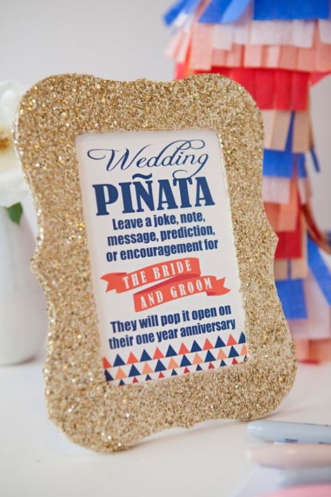 DIY Wedding // How to make a unique piñata guest book! Fiesta Wedding Shower, Wedding Pinata, Mexican Bridal Showers, Fiesta Shower, Mexican Themed Weddings, Diy Guest Book, Fiesta Bridal Shower, Couple Wedding Shower, Fiesta Wedding