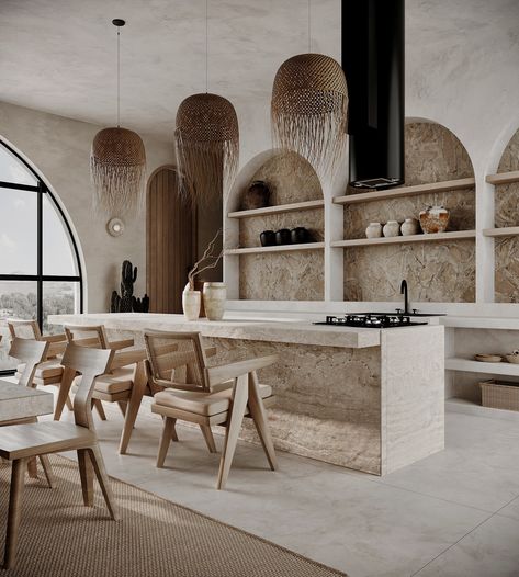 W.A.B.I S.A.B.I :: Behance Stucco Kitchen, Bali Kitchen, Wabi Sabi Kitchen, Wabi Sabi Interior Design, Wabi Sabi Interior, Wabi Sabi Style, Interior Design Work, Kitchen Trends, Architecture Visualization