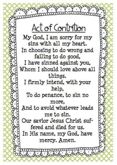 Nice Act Of Contrition Prayer, Faith Activities, Catholic Calendar, Act Of Contrition, Ccd Activities, Confession Prayer, Catholic Icing, Catholic Kids Activities, Nighttime Prayer