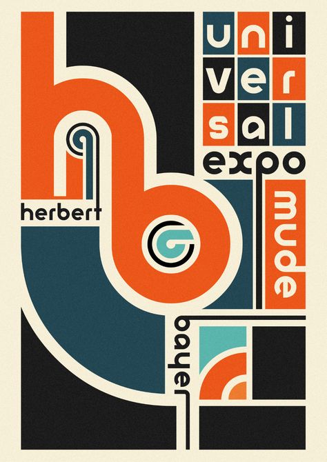 Herbert Bayer Typographic Poster Design, Herbert Bayer, Bauhaus Art, Bauhaus Poster, Bauhaus Design, Typography Poster Design, Typographic Poster, Web Graphic Design, Design Master