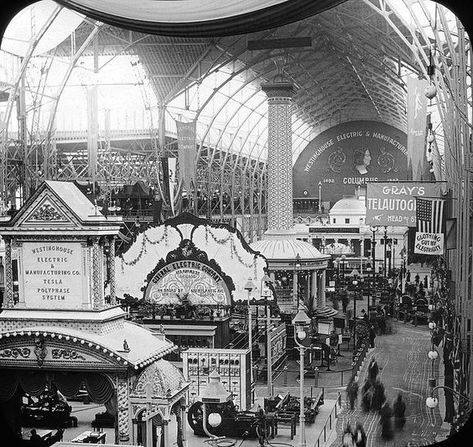 Chicago World's Fair 1893: World's Columbian Exposition, Interior of Electricity Building. #1893 World's Columbian Exposition Columbian Exposition 1893, World's Columbian Exposition, Wilde Westen, Chicago History, Worlds Fair, My Kind Of Town, Thomas Edison, Chicago City, White City