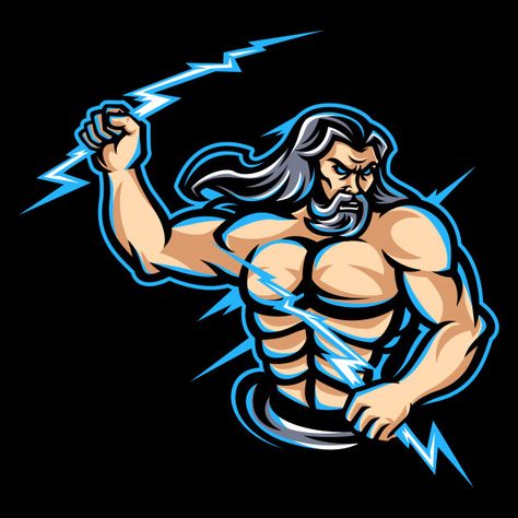 Zeus mascot logo Premium Vector Frank Album, Zeus God, Beverage Design, Logo Technology, Zeus Tattoo, Marvel Paintings, God Artwork, Greek Gods And Goddesses, Technology Icon