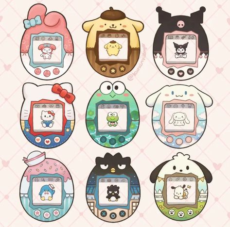 Hello Kitty Tamagotchi, Sanrio Tamagotchi, Paper Doll Printable Templates, Hello Kitty Printables, Walpaper Hello Kitty, Cute Easy Doodles, Hello Kitty Crafts, Paper Dolls Diy, Paper Toys Template