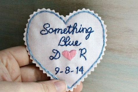 Sweet Idea: Embroidered Wedding Patch | Woman Getting Married Something Blue For Bride, Embroidered Wedding Dress, Something Blue Wedding, Wedding Shower Gifts, Dress Label, Bride And Groom Gifts, Gift For Bride, Blue Wedding Dresses, Mr And Mrs Wedding