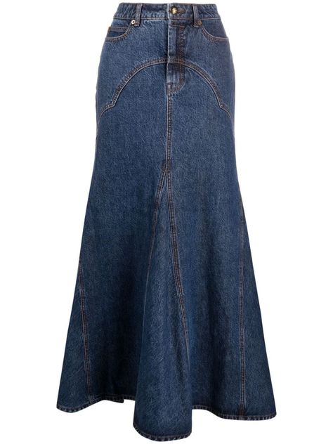 Maxi Skirt Blue, Long Jean Skirt, High Waisted Denim Skirt, Denim Skirt Outfits, Long Denim Skirt, Rock Outfit, Denim Maxi, Denim Skirt Women, List Ideas