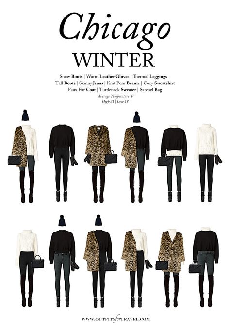 This Chicago winter packing list was developed to help you find what to pack for Chicago in the cold winter season. It was important for us that the items still pack up nicely in a small-to-medium sized suitcase. So we included warm pieces that layer well together, are comfortable and still look chic in the face of some cold and windy Chicago days. Chicago Winter Outfits, Chicago In The Winter, Winter In Chicago, Winter Chicago, Chicago Outfit, Chicago Winter, Fest Outfits, Capsule Wardrobe Outfits, Winter Typ