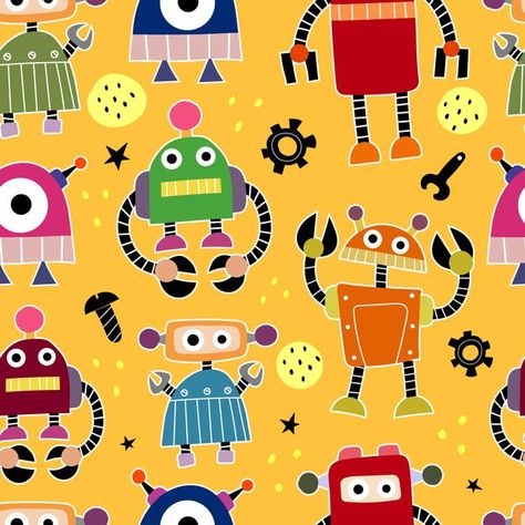 Summer Prints Wallpaper, Robot Wallpaper, Baby Hampers, Meet The Robinson, Metal Robot, Boys Prints, Kids Pjs, Baby Hamper, Safari Print