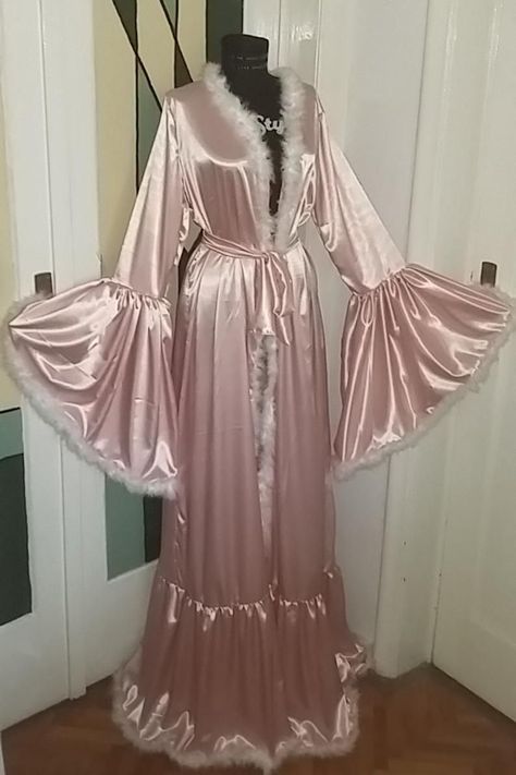 7a6a74cbe87bc60030a4bd041dd47b78desc49192446ri Pink Dressing Gown, Fancy Robes, Bride Dressing Gown, Bridal Dressing Gown, Ropa Upcycling, Abaya Online, Satin Dressing Gown, Pink Kimono, Satin Lingerie