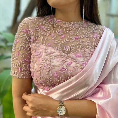 Net Saree Blouse Designs, Cocktail Blouse, Netted Blouse Designs, New Saree Blouse Designs, Latest Model Blouse Designs, Fashionable Saree Blouse Designs, New Blouse Designs, Wedding Blouse Designs, Pink Cocktail