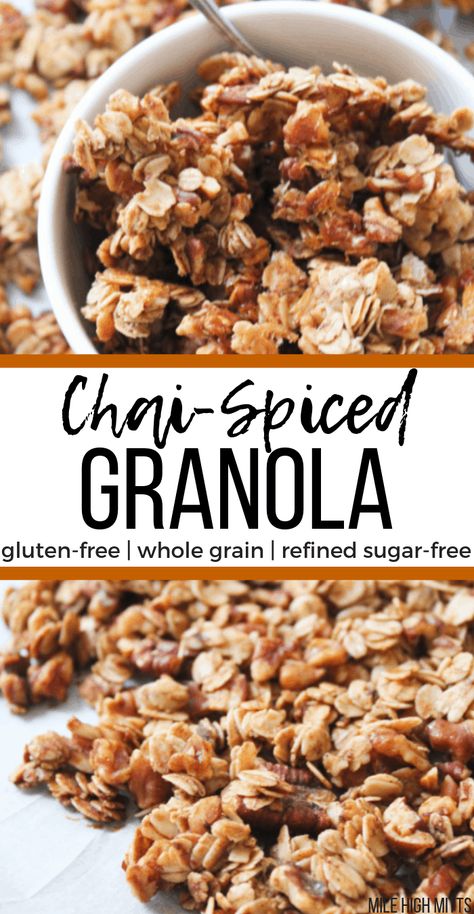 Spiced Granola, Easy Homemade Snacks, Healthy Desayunos, Chai Spices, Granola Recipe Healthy, Granola Recipe Homemade, Gluten Free Granola, Idee Pasto, Granola Healthy