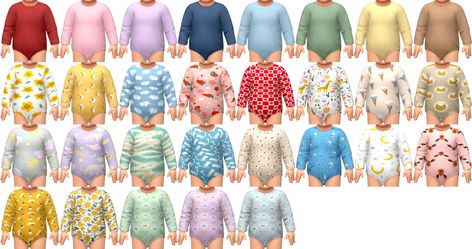 Pastel Onesies - The Sims 4 Create a Sim - CurseForge Sims4 Infant, Infants Cc, Sims 4 Custom Content, Maxis Match, The Sims 4, Sims Cc, Cute Pattern, Infants, The Sims