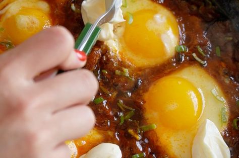 Soondubu Shakshuka Korean Chili Flakes, Shakshuka Recipes, Cheese Rice, Creamy Crab, Gluten Free Chili, Korean Recipes, Chili Oil, Saute Onions, Cheese Ball