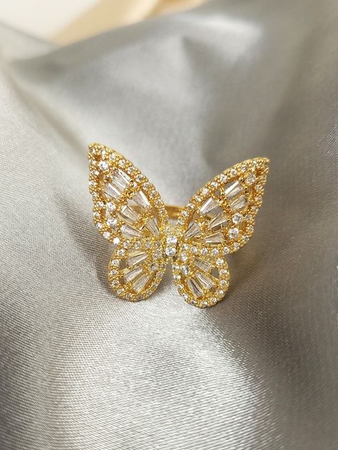 Butterfly Rings, Earrings Dangle Simple, Butterfly Decor, Single Ring, Gold Rings Fashion, Suv Cars, Butterfly Ring, Beautiful Moon, Butterfly Decorations