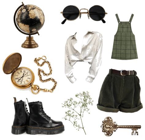 Dark Green And Gold Outfit, Green Academia Aesthetic Outfit, Dark Outfit Ideas, Green Academia Outfit, Green And Gold Outfit, Nature Aesthetic Outfit, Polyvore Outfits Aesthetic, 80s Aesthetic Outfits, Light Academia Outfit