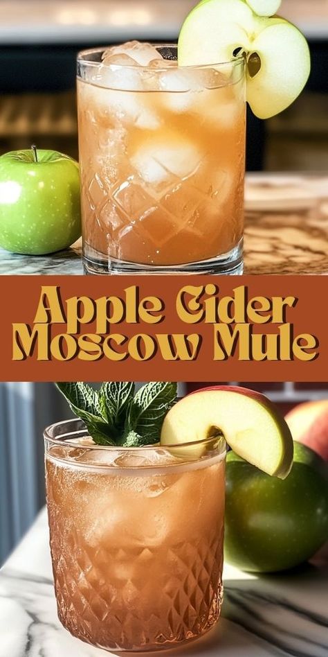 🍂 Embrace the fall season with this cozy Apple Cider Moscow Mule recipe! Made with fresh apple cider, crisp ginger beer, and a hint of vodka, this twist on the classic mule is a crowd-pleaser at any fall gathering or holiday party. 🍏 Perfect for sipping by the fire, this drink is easy to make and full of flavor. Whether you’re hosting Thanksgiving or just enjoying autumn vibes, this Apple Moscow Mule will be your go-to drink! 🍁 #FallCocktails #AppleCiderMoscowMule #AutumnDrinks #EasyCocktails Apple Alcohol Recipes, Apple Mule Ginger Beer, Ginger Apple Moscow Mule, Apple Pie Mule, Apple Cider Mule Ginger Beer, Spiced Apple Moscow Mule, Apple Pie Mule Recipe, Apple Cider Moscow Mules, Big Batch Moscow Mule Recipe