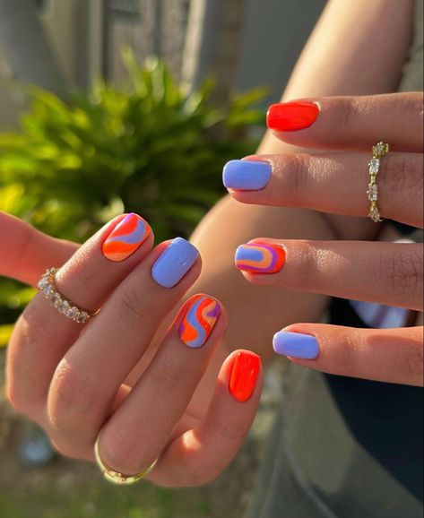 Hard Nails, Simple Gel Nails, Summery Nails, Cute Gel Nails, Nails Only, Summer Acrylic Nails, Short Acrylic Nails Designs, Funky Nails, Pretty Acrylic Nails