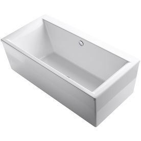 Kohler Stargaze 72-In White Acrylic Rectangular Center Drain Freestanding Bathtub 6366-0 Kohler Tub, White Tub, Acrylic Tub, Bathtub Drain, Tub Doors, Freestanding Bath, Standing Bath, Soaking Bathtubs, Free Standing Bath