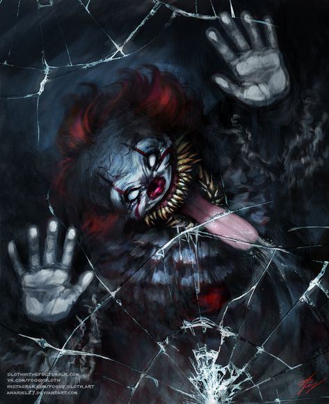 Pennywise by Anariel27 on DeviantArt Clown Paintings, Clown Horror, It Pennywise, Sloth Art, Es Der Clown, Pennywise The Clown, Pennywise The Dancing Clown, Clowns Funny, Best Horror Movies