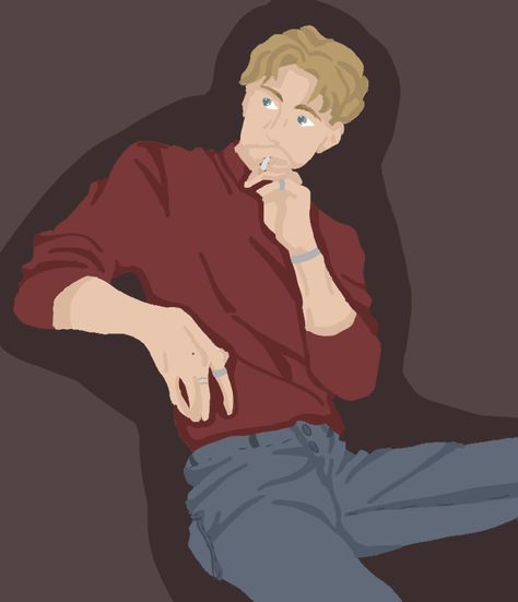 Young male with blonde hair, blue eyes and a red shirt smoking a cigarette art Good Girls Guide Fanart, A Good Girls Guide To Muderer Fanart, Max Hastings Agggtm, A Good Girls Guide Fanart, A Good Girls Guide Aesthetic, Agggtm Fanart, Agggtm Book, Max Hastings, A Good Girls Guide