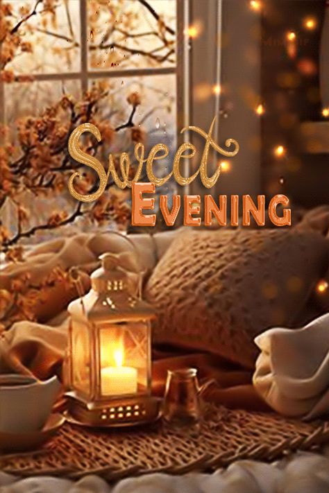 Mimi Gif: Sweet Evening Good Evening Gif Images, Good Evening Gif, Happy Birthday Sister Cake, Sister Cake, Good Morning Wishes Love, Good Evening Images, Greetings For The Day, Happy Evening, Autumn Evening