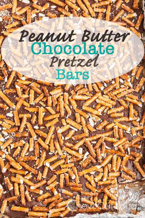 Chocolate Pretzel Bars, Peanut Butter Pretzel Bars, Pretzel Desserts, Pretzel Bars, Baked Pretzels, Butter Pretzels, Chocolate No Bake Cookies, Easy To Make Cookies, Peanut Butter No Bake