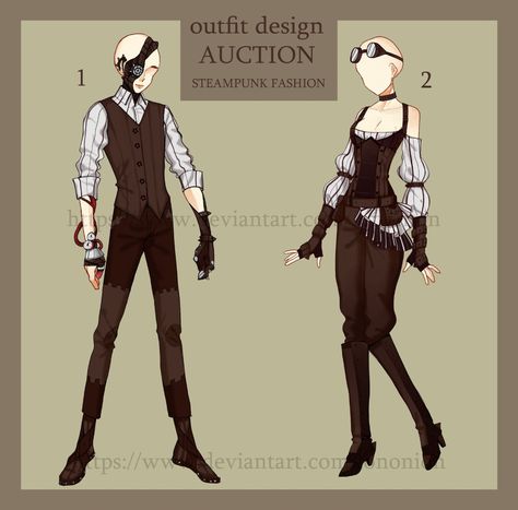 Steampunk Outfit Design Auction [CLOSED] by iononion on DeviantArt Steampunk Fashion Drawing Reference, Steampunk Art Clothes, Anime Steampunk Outfits, Steampunk Clothing Drawing, Steampunk Clothes Drawing, Female Steampunk Outfit, Steampunk Fashion Drawings, Steampunk Drawing Ideas, Steampunk Outfit Ideas