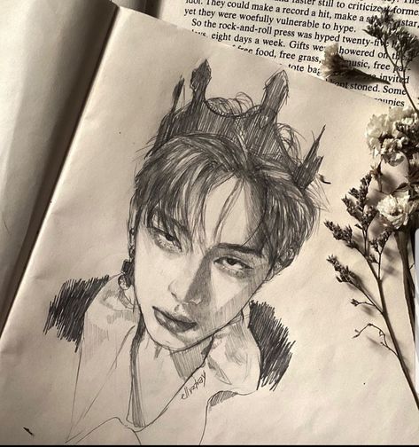 Sunoo Dark Blood, Pen Art Work, A Level Art Sketchbook, Easy Doodle, Animation Art Sketches, Dark Blood, Art Tools Drawing, Kpop Drawings, Easy Drawings Sketches