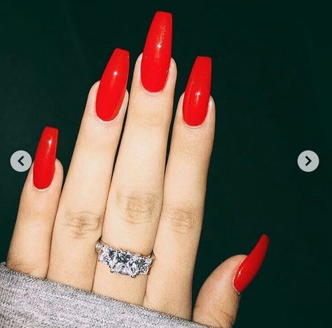 Casket Nails, Red Nail Art, Red Acrylic Nails, Super Nails, Popular Nails, Acrylic Nails Coffin, Hot Nails, Coffin Nails Designs, Nail Shapes