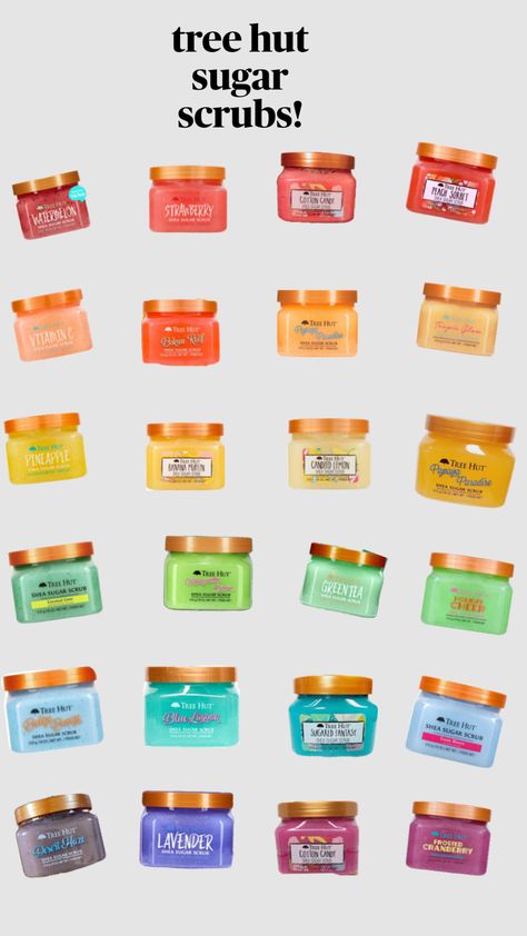 Tree hut body scrubs! #treehutsugarscrub #outfitinspo #preppy #sugar #scrub #viral #fyp Tea Hut Scrub, Tree Hut Body Scrub, Watermelon Tree, Inexpensive Skin Care, Lemon Sugar Scrub, Best Body Scrub, Lavender Sugar Scrub, Peach Sorbet, Paper Dolls Diy