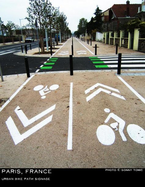 Suburban Paris Bicycle Lane Design, Cycle Lane Urban Design, Bicycle Lane, Bike Lane Design, Streetscape Design, Urban Cycling, Wayfinding Signs, Urban Design Plan, Landscape Model