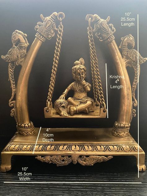 Krishna on Swing With Peacocks on Either Side With Very - Etsy India Janmashtami Decoration, Ganpati Decoration Design, Peacocks, Knick Knacks, Mirror Table, Krishna, Hand Carved, Siding, Figurines