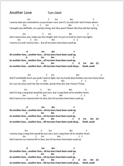 Another love Songtext und Chords Another Love Ukulele Chords, Iris Goo Goo Dolls Guitar Chords, Another Love Guitar Chords, All I Want Ukulele Chords, Songs Chords Piano, Easy Song Chords Guitar, Iris Guitar Chords, Your New Boyfriend Guitar Chords, Songs With Chords Piano