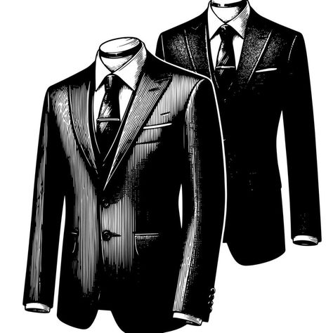 Black and white illustration of a pair of male Business Suit Suit Illustration, White Illustration, Heart Tree, Cityscape Photos, Black Suit, Black And White Illustration, Business Suit, Nature Backgrounds, Heart With Arrow