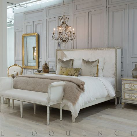 Vintage Gold Bedroom, Modern French Bedroom, French Inspired Bedroom, Bedroom French, French Style Bedroom, Panel Bedroom, High Point Nc, French Country Bedrooms, French Bedroom