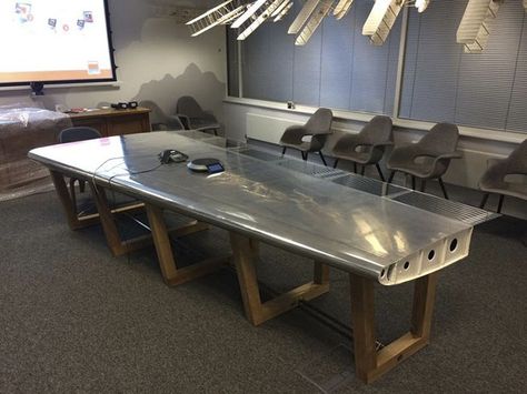 Aircraft Wing Conference Table Old Aircraft, Aviation Furniture, Fall Furniture, Aviation Decor, Amazing Furniture, Aircraft Parts, Man Cave Home Bar, Victorian Furniture, Refurbished Furniture