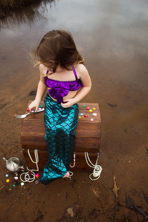 Mermaid Photoshoot, Mermaid Photography, Mermaid Photos, Toddler Photography, Kid Pool, Second Birthday, Birthday Photoshoot, Baby Photo, Halloween Cosplay